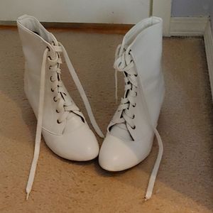 White heeled boots